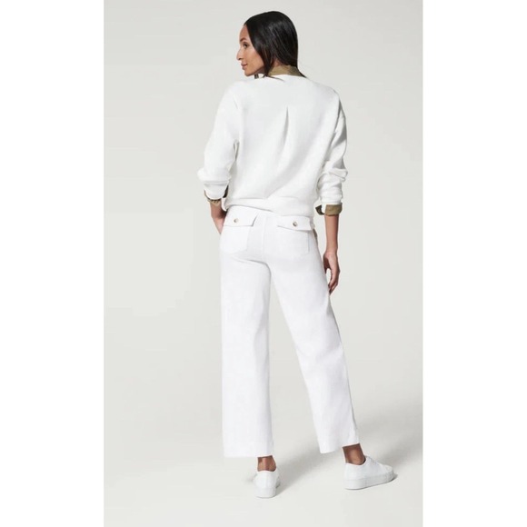 SPANX Stretch Twill Cropped Wide Leg Pull On Pant Womens XL White $128 20312R - Picture 2 of 6
